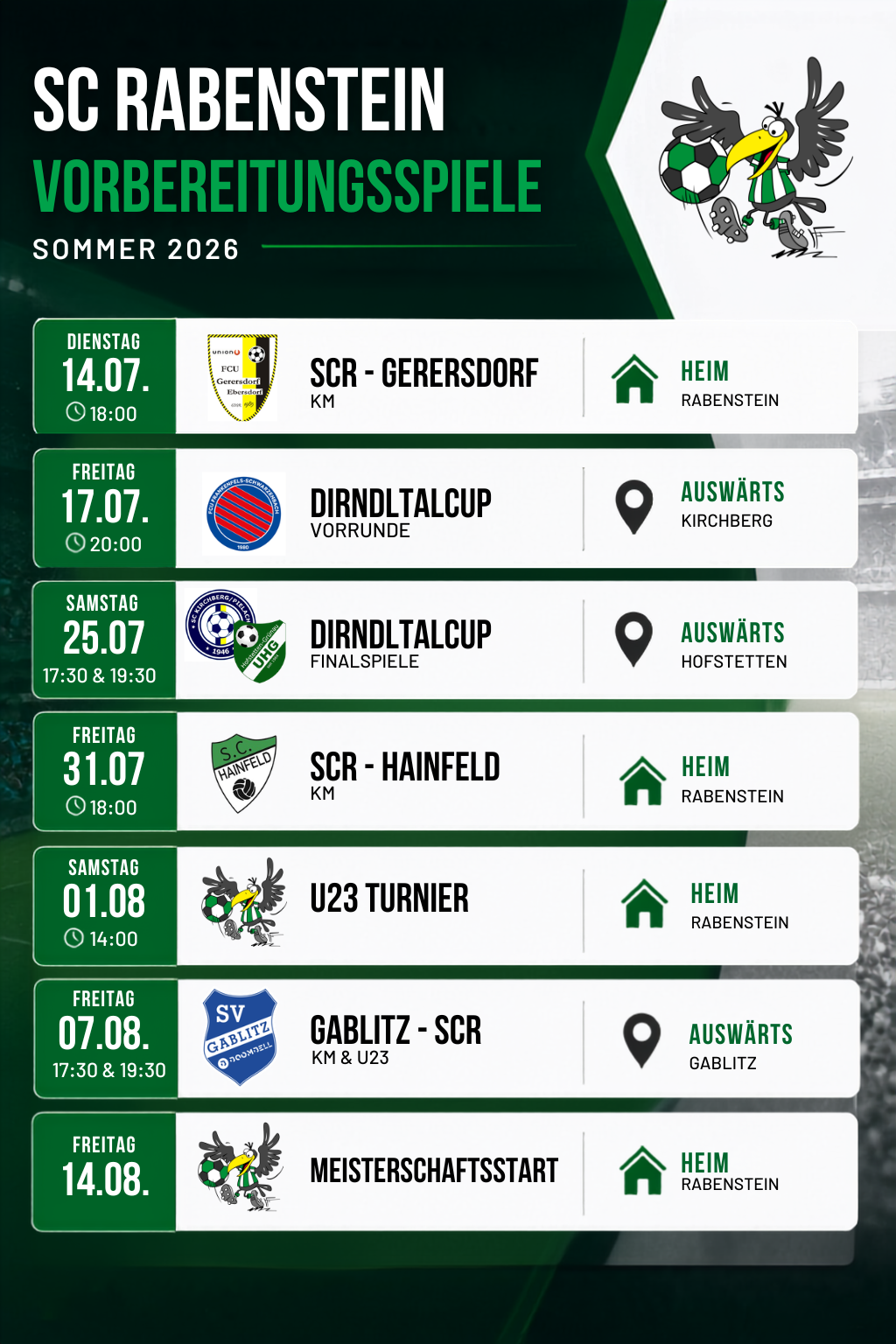 Die Vorbereitung auf die neue Saison beginnt